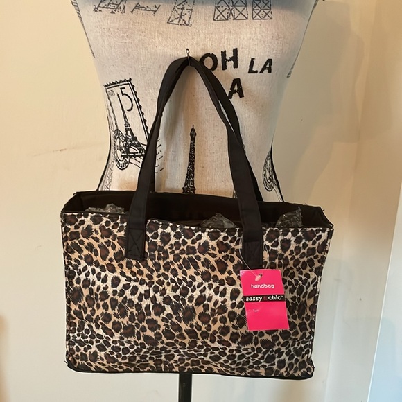 Sassy & Chic Animal Print Handbag Bundle-Short Black Double Straps-Leopard/Zebra - Picture 3 of 5